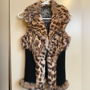 Vintage Guess real rabbit fur vest